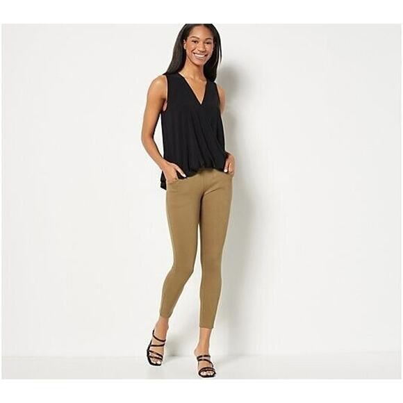 WOMEN WITH CONTROL NEW $63 St. Tropez Twill Legging w/ Pockets Olive‎ 22WP - Picture 3 of 4
